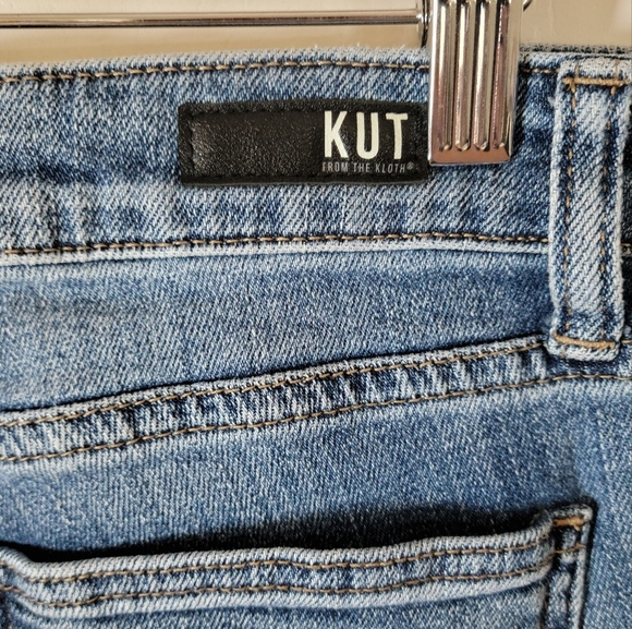 Kut From The Kloth Fab Ab High Rise Ankle Straight Jeans Size 10 Distressed Hem - Picture 9 of 9